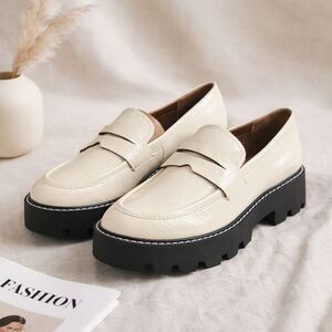 Franco Sarto Balin Chunky Lug Sole Loafers Putty Platform Penny Shoes 8M